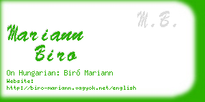mariann biro business card